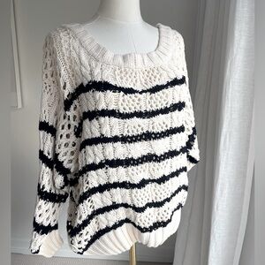 Line Crocheted Striped Sweater - Small